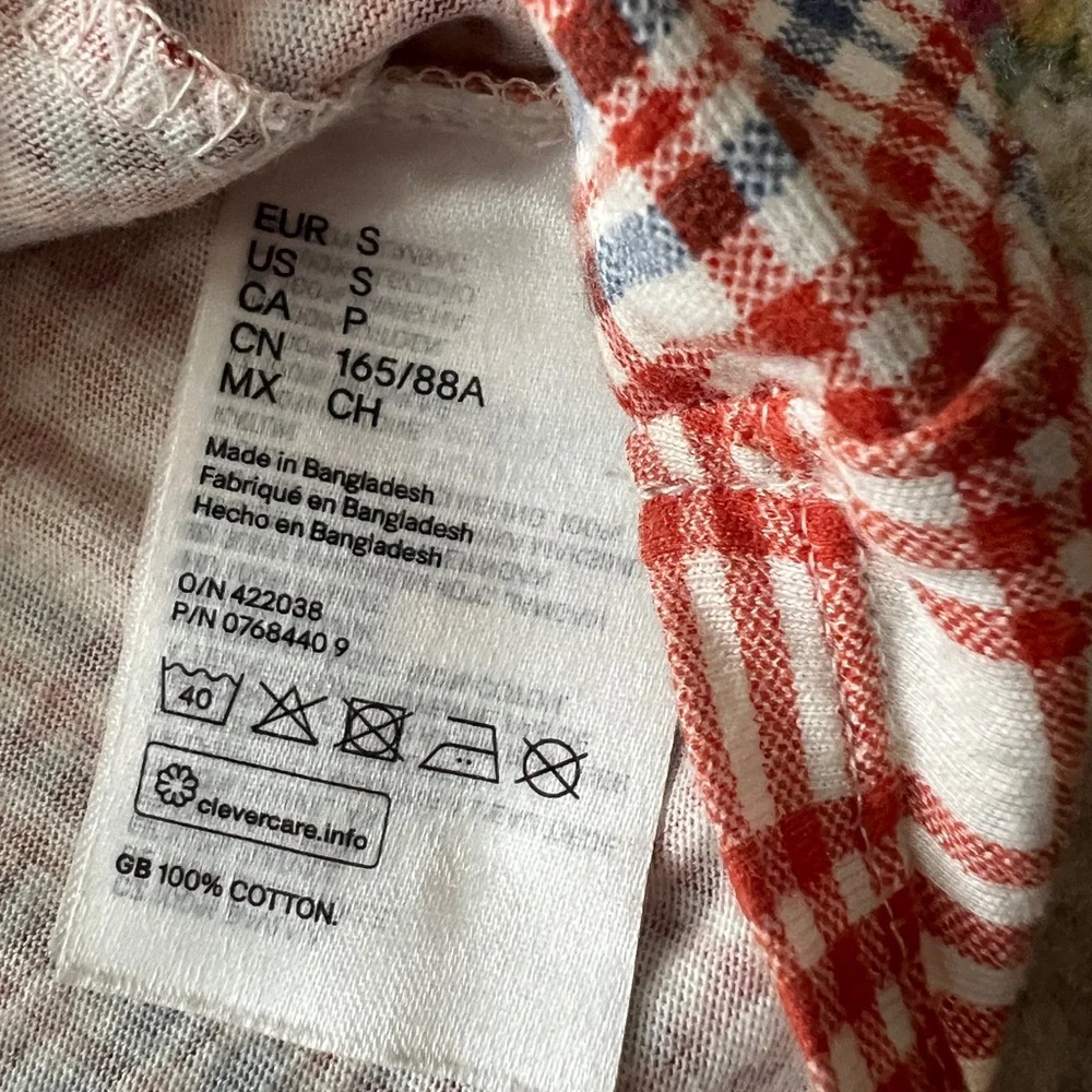 H&M 100% Cotton Plaid Tie Front Crop Top Small